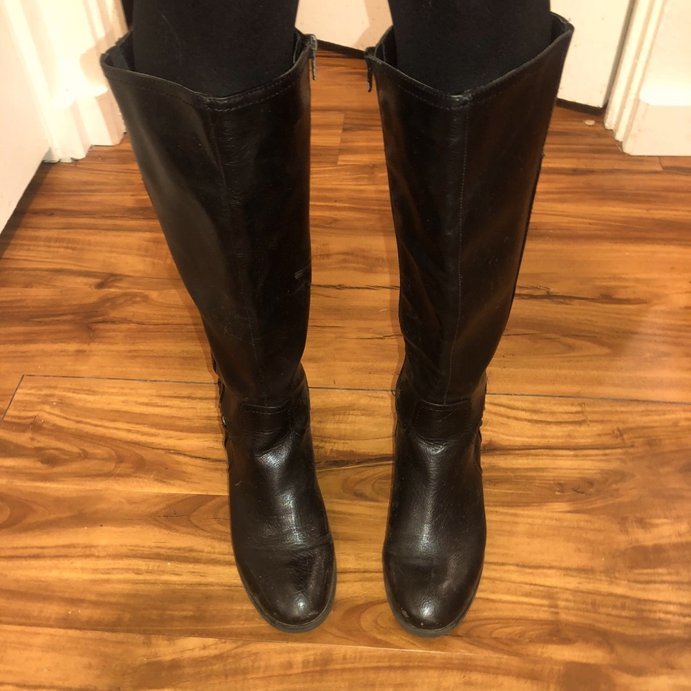 Black leather boots